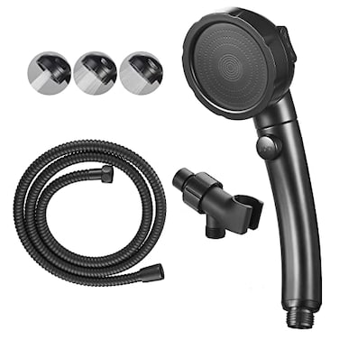 KAIYING High Pressure Handheld Shower Head with ONOFF Pause Switch 3 Spray Modes Shower Wand with Shut Off Button Removable Camper Shower Head with Hose and Adjustable Angle Bracket Black