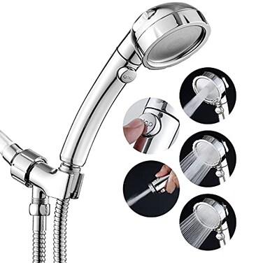 JONKEAN High Pressure Shower Head with 3 Spray Settings Water Saving Handheld RV Shower Head with Hose and On Off Switch Detachable Shower Heads with Hose and AngleAdjustable Bracket Black