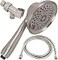 Aqua Elegante Massage Mist Handheld Shower Kit 6 Function High Pressure Adjustable Hand Held Showerhead with Hose and Mount Easy Install for Boosting Low Water Flow 25 GPM Brushed Nickel