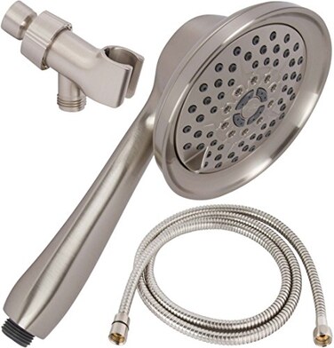 Aqua Elegante Massage Mist Handheld Shower Kit 6 Function High Pressure Adjustable Hand Held Showerhead with Hose and Mount Easy Install for Boosting Low Water Flow 25 GPM Brushed Nickel