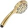 Aqua Elegante Luxury Handheld Shower Head 6 Function High Pressure Hand Held Showerhead for Low Water Flow with SelfClean Nozzles Easy Install Replacement Sprayer 25 GPM Polished Brass