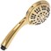 Aqua Elegante Luxury Handheld Shower Head 6 Function High Pressure Hand Held Showerhead for Low Water Flow with SelfClean Nozzles Easy Install Replacement Sprayer 25 GPM Polished Brass