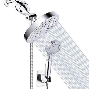 Taiker Filtered Shower Head High Pressure Rainfall Shower HeadHandheld Shower Filter Combo Luxury Modern Chrome Plated with 60 Hose Antileak with Holder Silver
