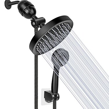 Taiker Filtered Shower Head High Pressure Rainfall Shower HeadHandheld Shower Filter Combo Luxury Modern Chrome Plated with 60 Hose Antileak with Holder Black