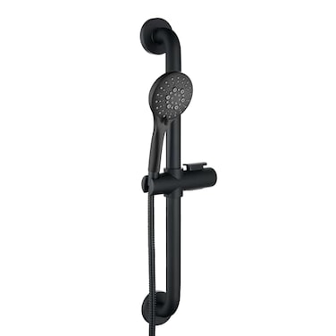 BRIGHT SHOWERS Stainless Steel Slide Bar Grab Rail Set Ada Compliant 5Spray Handshower with Slide Bar Kit Includes Handheld Shower Head and 69Inch Hose Matte Black