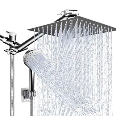 PinWin Shower Head Combo10 Inch High Pressure Rain Shower Head with 11 in Adjustable Extension Arm and 5 Settings HandheldPowerful Shower Spray Against Low Pressure Water with Long Hose