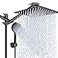 PinWin Shower Head Combo10 Inch High Pressure Rain Shower Head with 11 Inch Adjustable Extension Arm and 5 Settings Handheld Powerful Shower Spray Against Low Pressure Water Matte Black