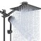 PinWin Shower Head Combo10 Inch High Pressure Rain Shower Head with 11 Inch Adjustable Extension Arm and 5 Settings Handheld Powerful Shower Spray Against Low Pressure Water Matte Black