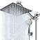 PinWin Modern 12 Large Square Rain Showerhead with 5 Modes Handheld Showerhead Combo Adjustable Arm Easy ToolFree Installation