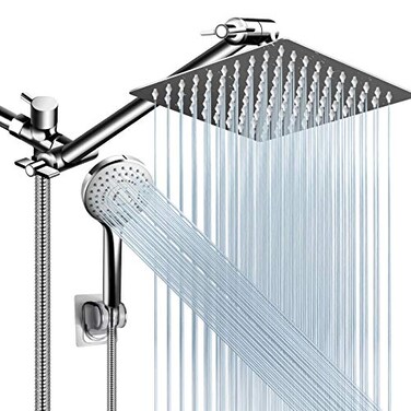 PinWin Shower Head Combo8 Inch High Pressure Rain Shower Head with 11 Inch Adjustable Extension Arm and 5 Settings Handheld Shower Head ComboPowerful Shower Spray Against Low Pressure Water with Long