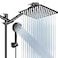 PinWin Shower Head Combo 8 Inch High Pressure Rain with 11 Inch Adjustable Extension Arm and 5 Settings Handheld Powerful Spray Against Low Water Pressure Matte Black