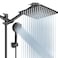 PinWin Shower Head Combo 8 Inch High Pressure Rain with 11 Inch Adjustable Extension Arm and 5 Settings Handheld Powerful Spray Against Low Water Pressure Matte Black