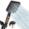MakeFit Filtered Shower Head Black 6 Modes High Pressure Handheld Shower Head with Filter Mineral Beads Detachable Handheld Showerhead Set with Stainless Steel Hose and Shower Arm Bracket