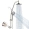 BRIGHT SHOWERS Rain Shower Head with Handheld Combo Dual Shower System with Slide Bar Rain Shower System Adjustable Height Brass Slide Bar Diverter 60 Inch Stainless Steel Hose Brushed Nickel