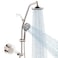 BRIGHT SHOWERS Rain Shower Head with Handheld Combo Dual Shower System with Slide Bar Rain Shower System Adjustable Height Brass Slide Bar Diverter 60 Inch Stainless Steel Hose Brushed Nickel