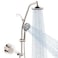 BRIGHT SHOWERS Rain Shower Head with Handheld Combo Dual Shower System with Slide Bar Rain Shower System Adjustable Height Brass Slide Bar Diverter 60 Inch Stainless Steel Hose Brushed Nickel
