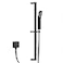 YUESIMATE Solid Brass Hand Shower with Slide Bar Shower Slide Bar 28Inch with Adjustable Square Handheld Shower Head for Bathroom Wall Mount59 in Stainless Steel Hose Matte Black RCS95001