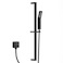 YUESIMATE Solid Brass Hand Shower with Slide Bar Shower Slide Bar 28Inch with Adjustable Square Handheld Shower Head for Bathroom Wall Mount59 in Stainless Steel Hose Matte Black RCS95001