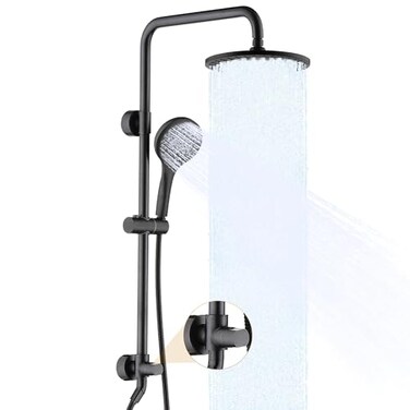 BRIGHT SHOWERS Rain Shower Heads System 9 Inch Rainfall Shower Head and Handheld Shower Head with Height Adjustable Holder Solid Brass Rail and 60 Long Stainless Steel Hose OilRubbed Bronze