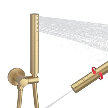 KATAIS Brushed Gold Shower Head 2 in 1 Function High Pressure 7 inch Hand Held Shower Head Dual Modes High Flow Shower Wand with 59 inch Hose and Shower Bracket