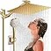 Beekim 12 Shower Head with Handheld High Pressure Rainfall Shower Head Combo with 11 Adjustable Extension Arm 5 Setting Hand Held Shower Head with 60 Inch Shower Hose AntiLeak Gold