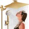 Beekim 12 Shower Head with Handheld High Pressure Rainfall Shower Head Combo with 11 Adjustable Extension Arm 5 Setting Hand Held Shower Head with 60 Inch Shower Hose AntiLeak Gold