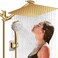 Beekim 12 Shower Head with Handheld High Pressure Rainfall Shower Head Combo with 11 Adjustable Extension Arm 5 Setting Hand Held Shower Head with 60 Inch Shower Hose AntiLeak Gold