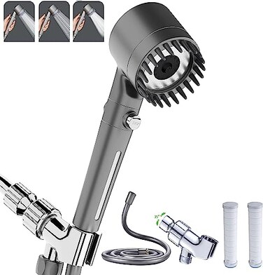xianshengle Shower Head with Handheld Shower Heads High Pressure High Flow Even with Low Water PressureHand Held Showerhead Set3 Modes Filtered Showerhead with 59Replacement HoseBracketCotton Filters