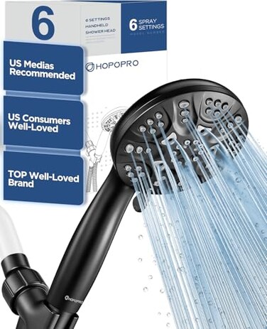 HOPOPRO 6Mode High Pressure Handheld Shower Head Set Consumer Reports Recommended High Flow Hand Held Showerhead with 59 Inch Hose Bracket Teflon Tape Rubber Washers