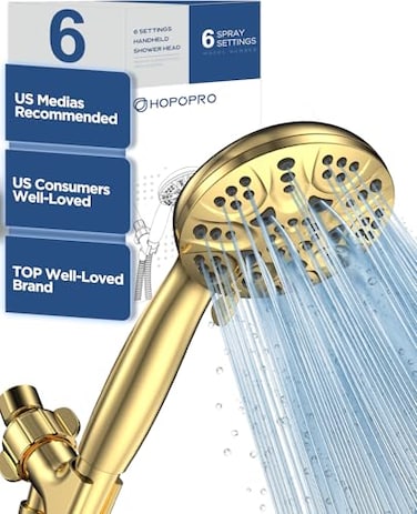 HOPOPRO 6Mode High Pressure Handheld Shower Head Set Consumer Reports Recommended High Flow Hand Held Showerhead with 59 Inch Hose Bracket Teflon Tape Rubber Washers