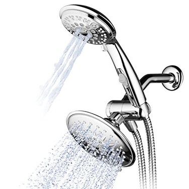 Hydroluxe 30Setting UltraLuxury 6 inch Rainfall Shower Head Handheld 3way Combo with Water Saving Pause Switch and Stainless Steel HoseEnjoy Separately or Together Premium All Chrome Finish