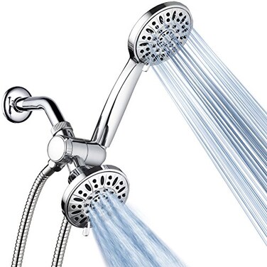 AquaDance Total Chrome Premium High Pressure 48setting 3Way Combo for The Best of Both Worlds Enjoy Luxurious 6setting Rain Shower Head and 6Setting Hand Held Shower Separately or Together