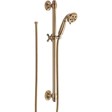 Delta Faucet 3Spray H2Okinetic Slide Bar Hand Held Shower with Hose Champagne Bronze 51308CZ