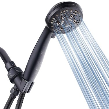 AquaDance High Pressure 6Setting Oil Rubbed Bronze Handheld Shower Head with Stainless Steel Hose Officially Independently Tested to Meet Strict US Quality Performance Standards