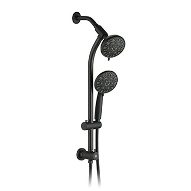 UCLIMAA High Pressure 48Settings Shower Head with Handheld ShowerDrillFree 3Way Diverter for Easy ReachAdjustable Height Slide Bar Dual Shower Head Combo Set Matte Black