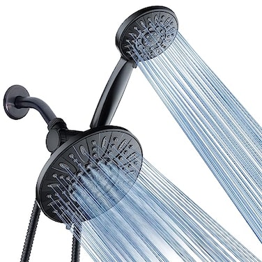 AquaDance 7 Premium High Pressure 3Way Rainfall Combo for The Best of Both Worlds Enjoy Luxurious Rain Showerhead and 6Setting Hand Held Shower Separately or Together Matte Black Finish