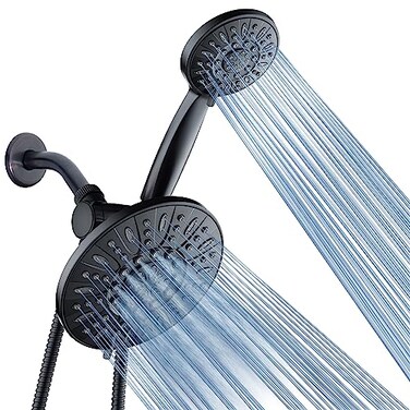 AquaDance for California 7 Premium High Pressure 3Way Rainfall Combo for Best of Both Worlds Luxury 6Setting Rain Showerhead and Hand Held Shower Separately or Together Matte Black Finish