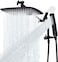 G-Promise GPromise All Metal 12 Inch Rain Shower Head with Massage Mode Handheld Spray Combo 3Way Diverter with Pause Setting Full Body Coverage Modern Bathroom Upgrade Matte Black