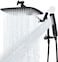 G-Promise GPromise All Metal 12 Inch Rain Shower Head with Massage Mode Handheld Spray Combo 3Way Diverter with Pause Setting Full Body Coverage Modern Bathroom Upgrade Matte Black