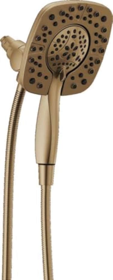 Delta 4Setting In2ition 2in1 Dual Shower Head with HandHeld Spray Brushed Gold Detachable Shower Head with Hose Showerhead 175 GPM Flow Rate Champagne Bronze 58498CZ
