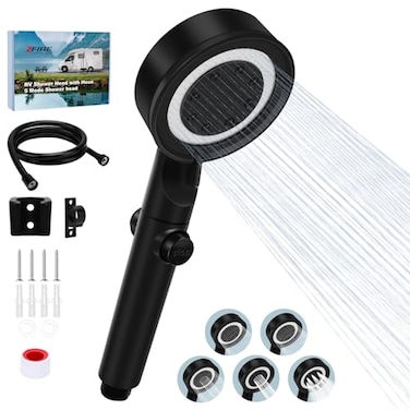 XFIRE-GEAR RV Shower Head with Hose 51 Mode High Pressure Replacement with OnOff Switch Water Saving Motorhome Shower Head for RVCampervan CaravanBlack