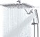 G-Promise GPromise All Metal 16 Inch Rain Shower Head with Massage Mode Handheld Spray Combo 3Way Diverter with Pause Setting Full Body Coverage Modern Bathroom Upgrade Chrome