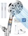 GUOYULJU Filtered Shower Head with Handheld and Hose 10 Spray Modes High Pressure Showerhead for Hard Water Water Saving Removable Filter with Beads Chrome Finish WaterSense CUPC