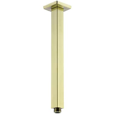 BESTILL 12 Inch Brushed Gold Ceiling Mount Shower Arm and Flange Square Rain Shower Head Arm