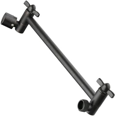 BRIGHT SHOWERS Brass Shower Head Extension Arm for Rain and Handheld Shower Head 10 Inch Universal Shower Arm Extender Height Angle Adjustable OilRubbed Bronze