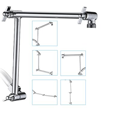 PDPBath Shower Extension Arm 16 Upgrade Solid Brass Shower Head Shower Head Extender Adjustable Height Extended with G12 Universal Connection for Rain Handheld Shower Head Chrome