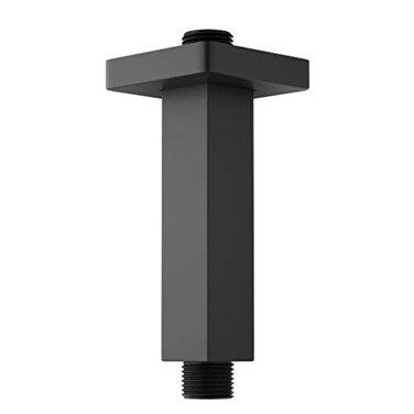 KATAIS Matte Black Shower Arm with Flange Square Stainless Steel Ceiling Mount Shower Extension Arm Pipe for Shower Head 4 inch Short