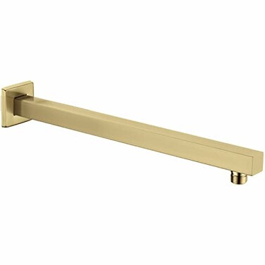 TRUSTMI Square Shower Arm with Flange in Brushed Brass 16 Inch Wall Mounted Rainfall Shower Head Extension Arm Stainless Steel Brushed Gold