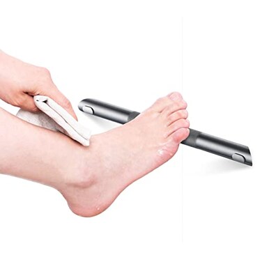 Sanliv Shower Foot Rest BarCorner Foot Rest for Shaving LegsWall Mounted Shower Foot LedgeAntislip Knurled Brass Bar Bathroom StepBrushed Nickel