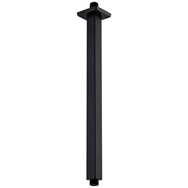 Anpean 16 Inch Square Ceiling Mounted Shower Arm and Flange Matte Black